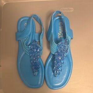 Blue Beaded Sandals by